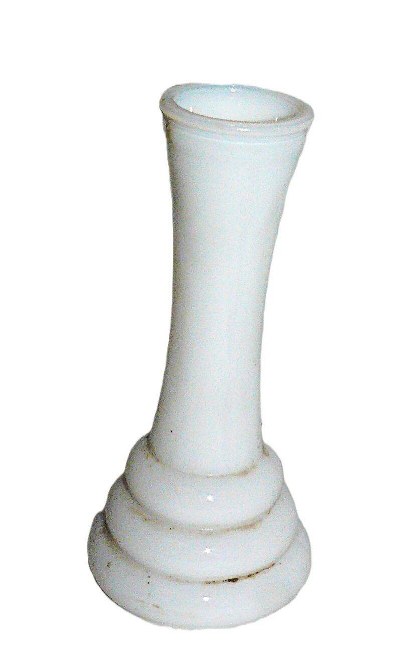 Vtg White M[lk Glass Bud Vase Tiered Base 6" Tall Minimalist MCM Country Core